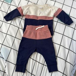 Hanna Andersson Baby Colorblock Sweatshirt & Sweatpants In French Terry - 12-18m